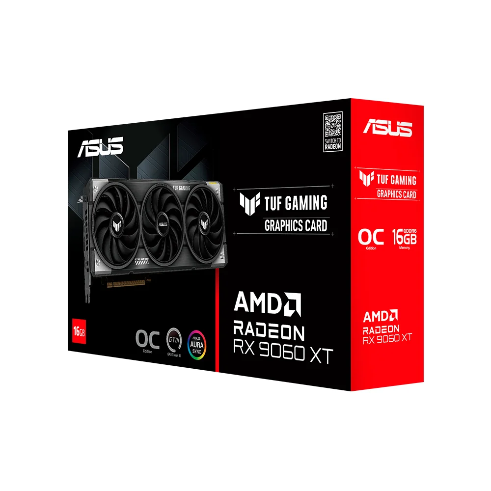 Tarjeta de Video ASUS TUF Gaming Radeon RX 9060 XT OC Edition 16GB GDDR6 - TUF-RX9060XT-O16G-GAMING