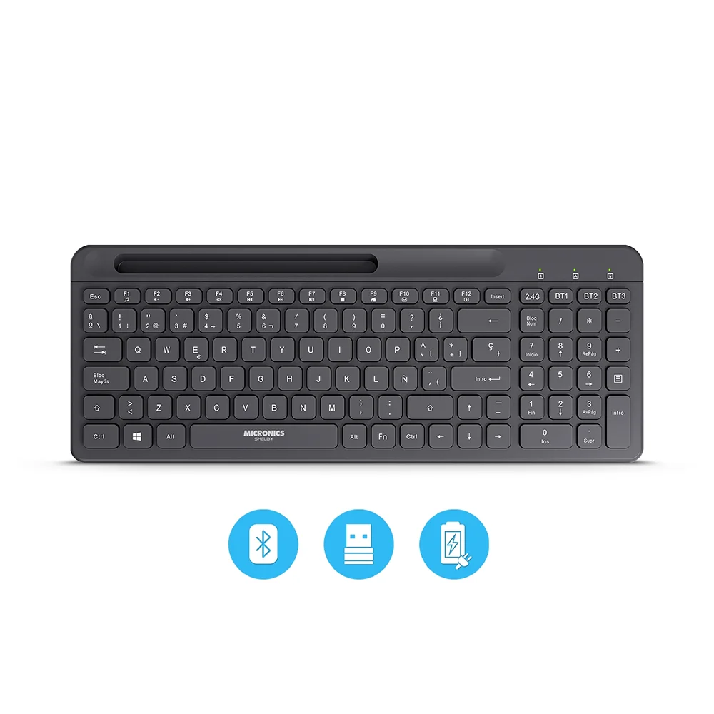 Teclado Multimedia Micronics Shelby MIC K605-3M - BT Recargable