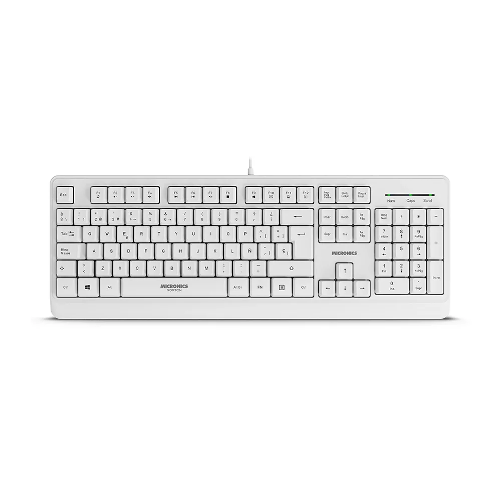 Teclado Multimedia Micronics Norton MIC K608W - White USB