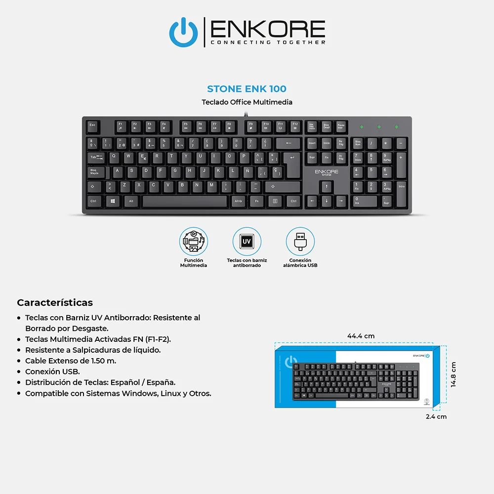 Teclado Multimedia USB Enkore Stone ENK K100