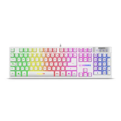 Teclado Gamer USB Micronics Neon MIC K709W - White RGB Iluminación LED