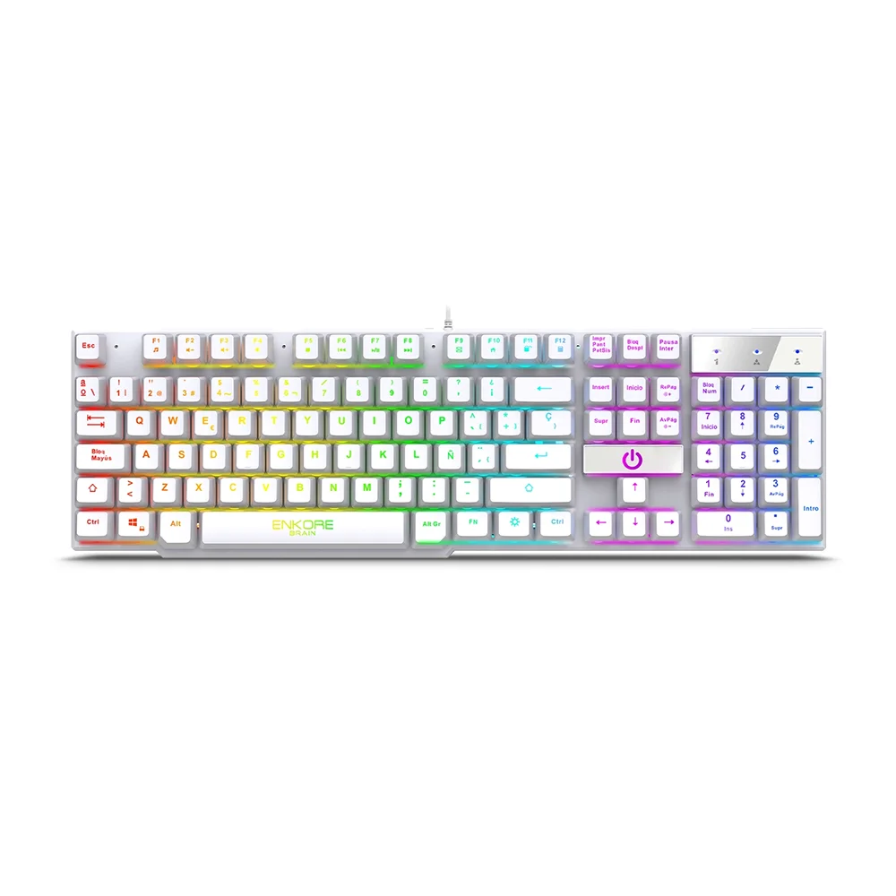 Teclado Gamer Enkore Brain ENK603W con Iluminación Rainbow LED USB