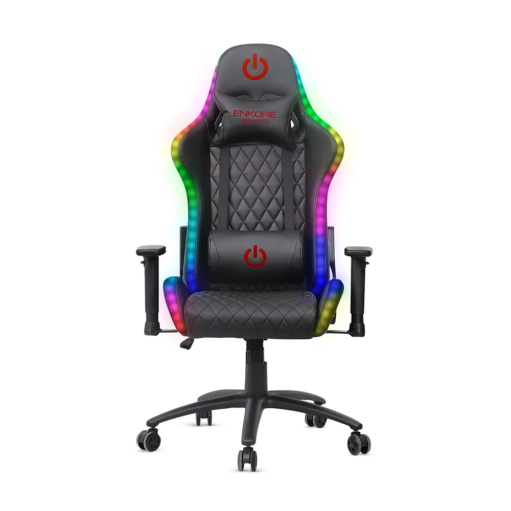 Silla Gamer Ergonómica Enkore Bravio Red Silla Gamer 2D + RGB ENC GC1002+RGB