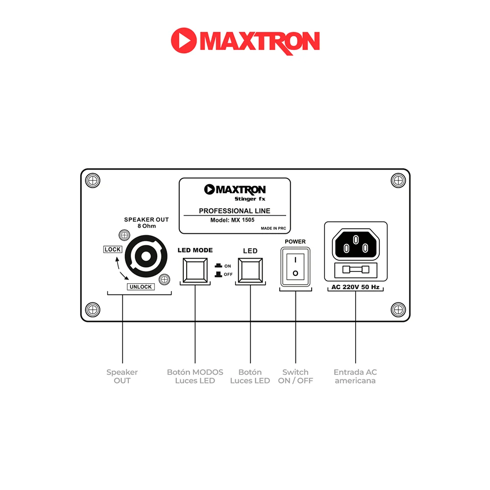 Parlante Portátil Bluetooth Maxtron MX1505 Stinger (Singer) FX Sistema de Audio Pro