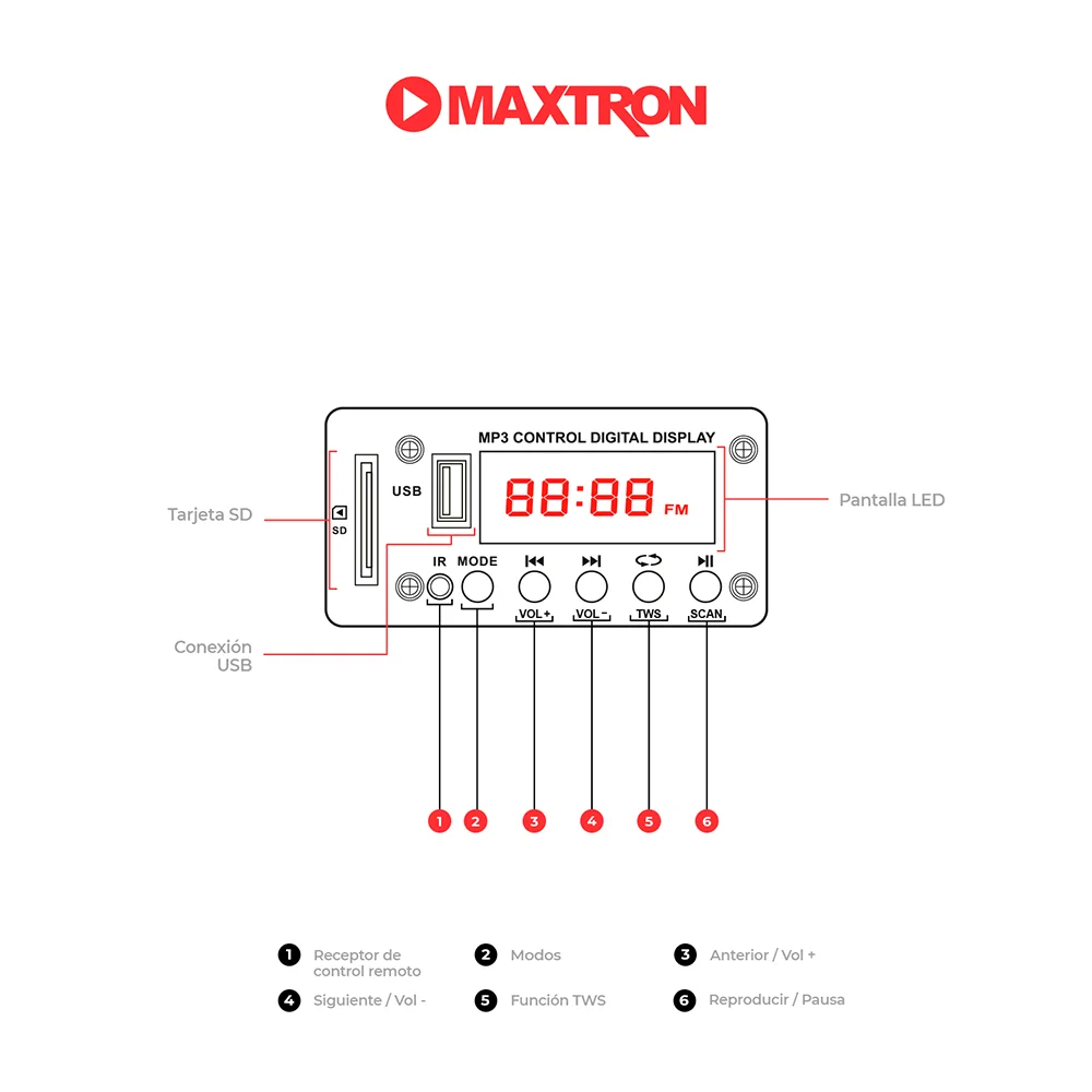 Parlante Portátil Bluetooth Maxtron MX1500 Scadiun 15 Act Professional Speaker
