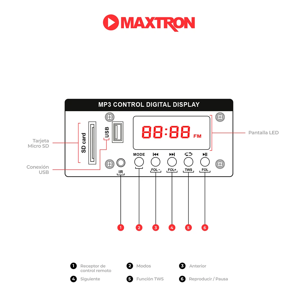 Parlante Portátil Bluetooth Maxtron MX1510V1 Mercury 10 Professional Speaker Lead-Bat