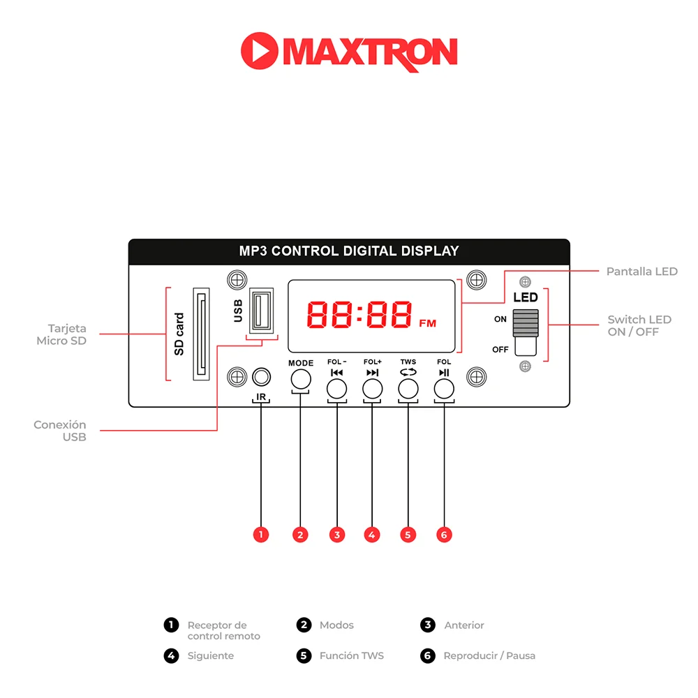 Parlante Portátil Bluetooth Maxtron MX1508V1 Mercury 8 Professional Speaker Lead-Bat