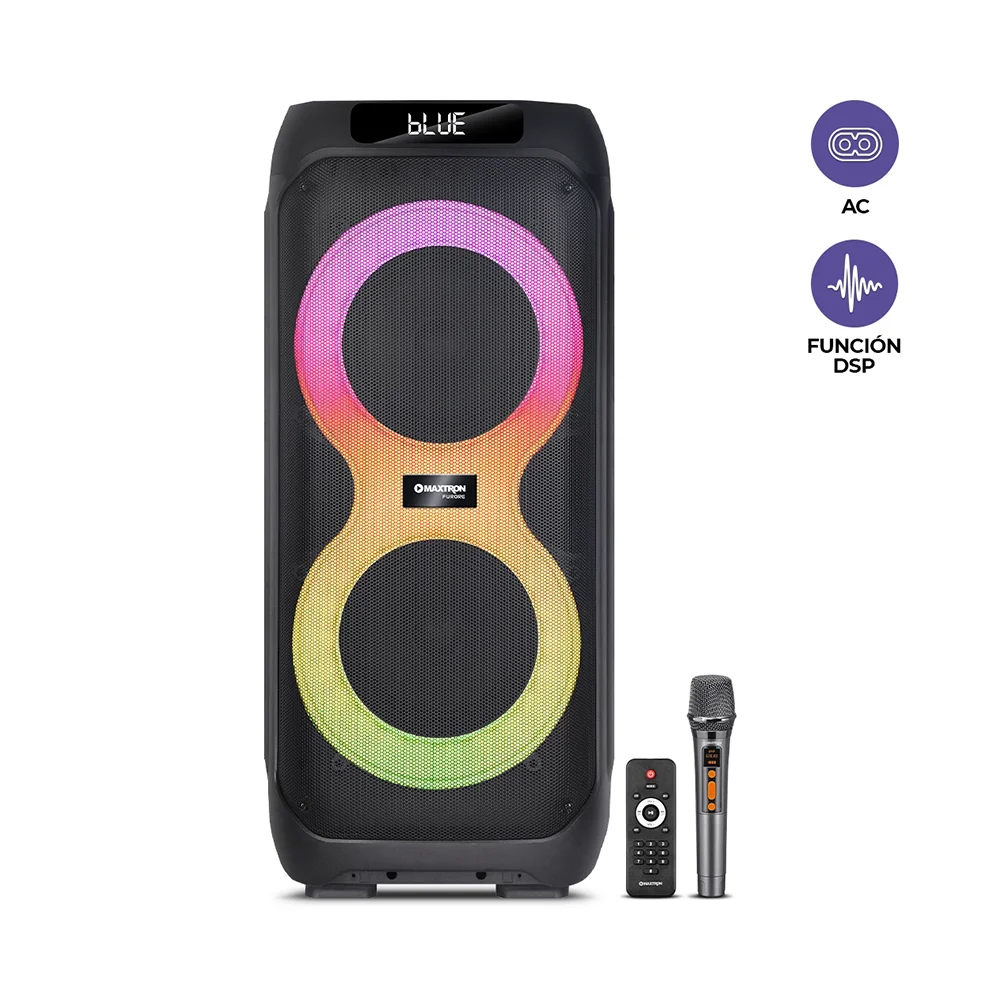 Parlante Portátil Bluetooth Maxtron MX807 Furore 8" Tower Speaker DSP TWS RGB Iluminación LED