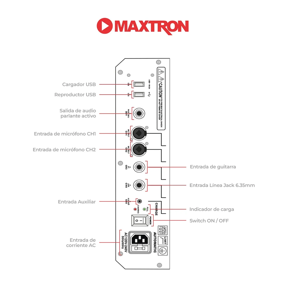 Parlante Portátil Bluetooth Maxtron MXT8108 Revo 08 Portátil Speaker Bat 18.5V/5Ah