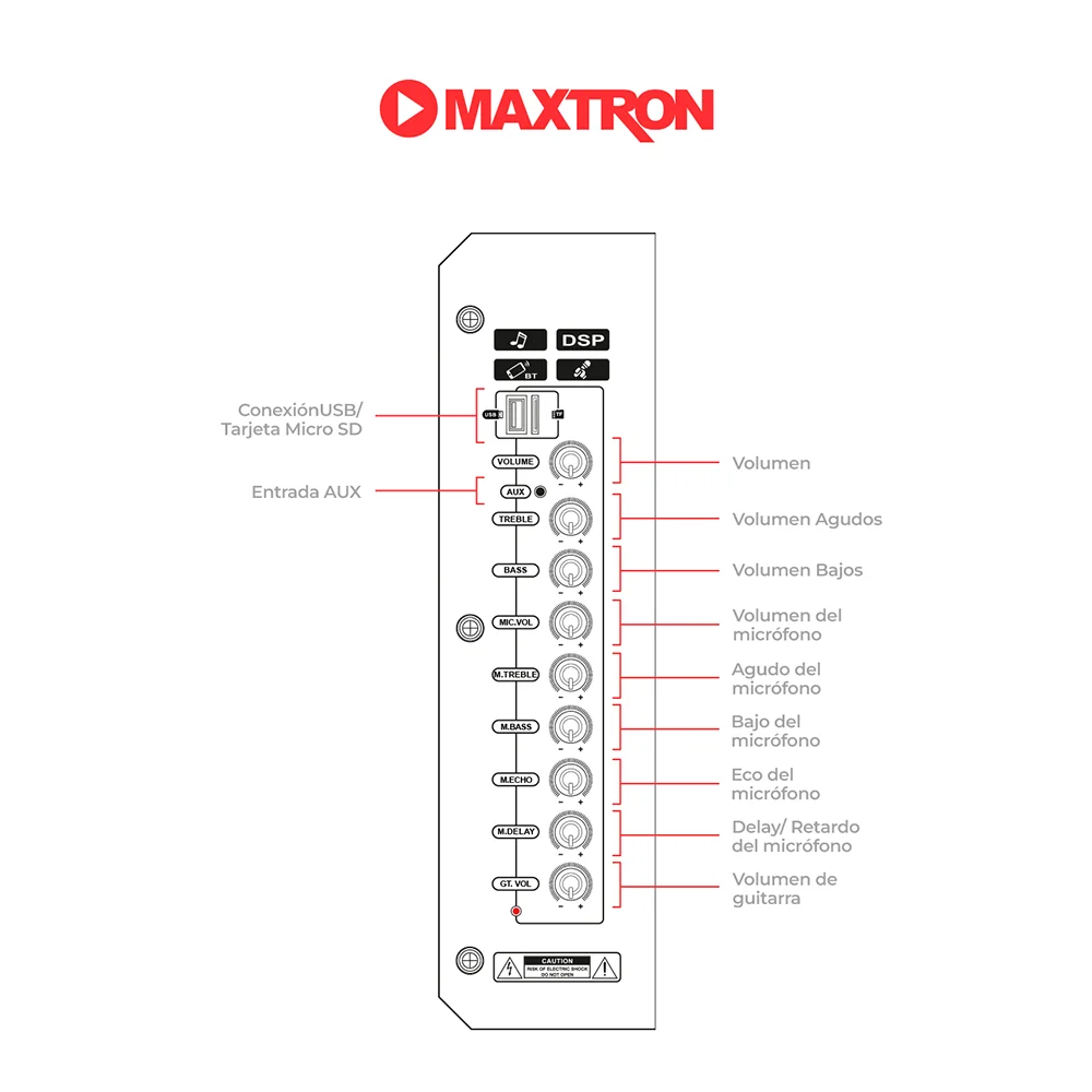 Parlante Portátil Bluetooth Maxtron MX300 Aspire 8" Portátil Speaker Bat 12V/7Ah