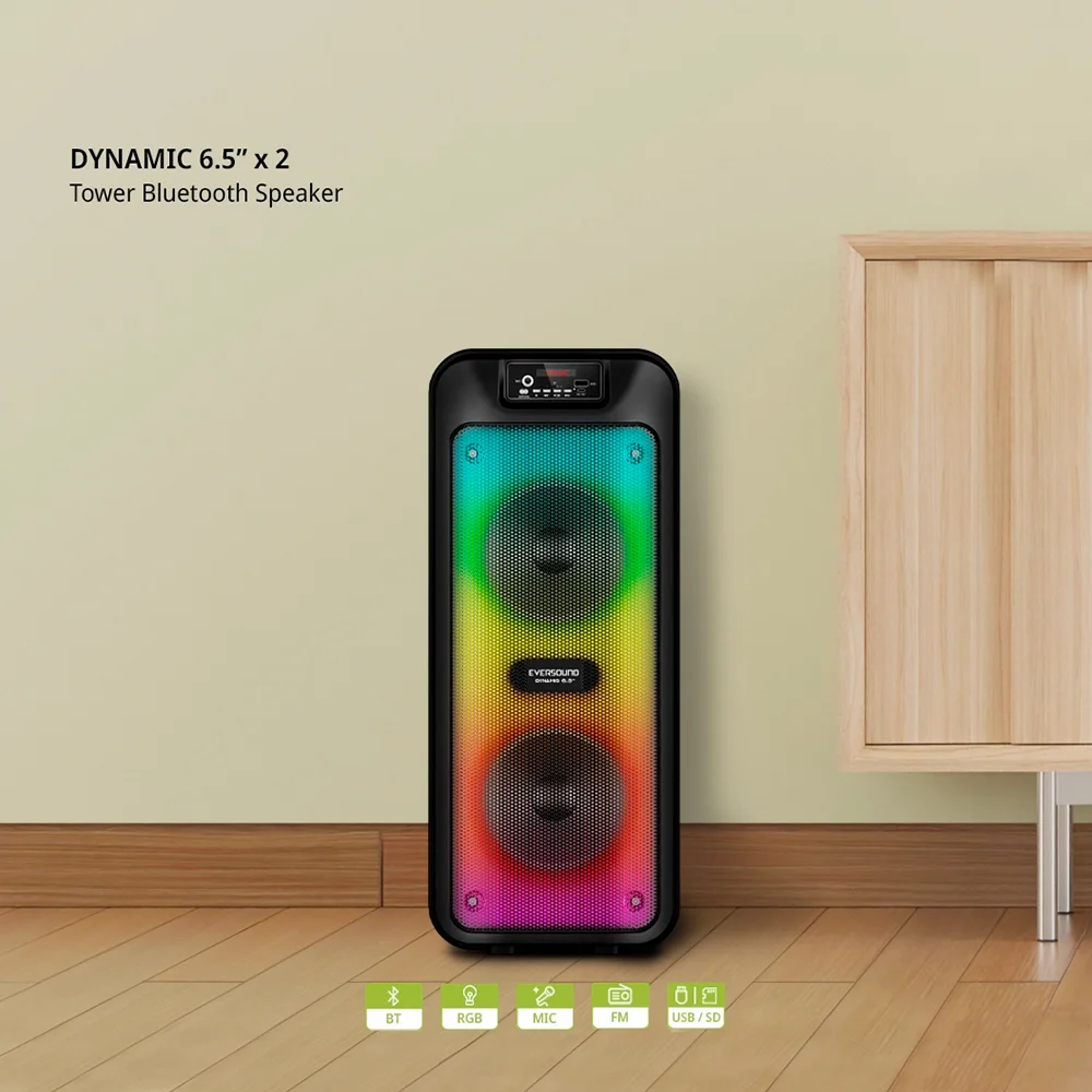 Torre de Sonido Bluetooth Eversound Dynamic EV5006 6.5": Micrófono, RGB