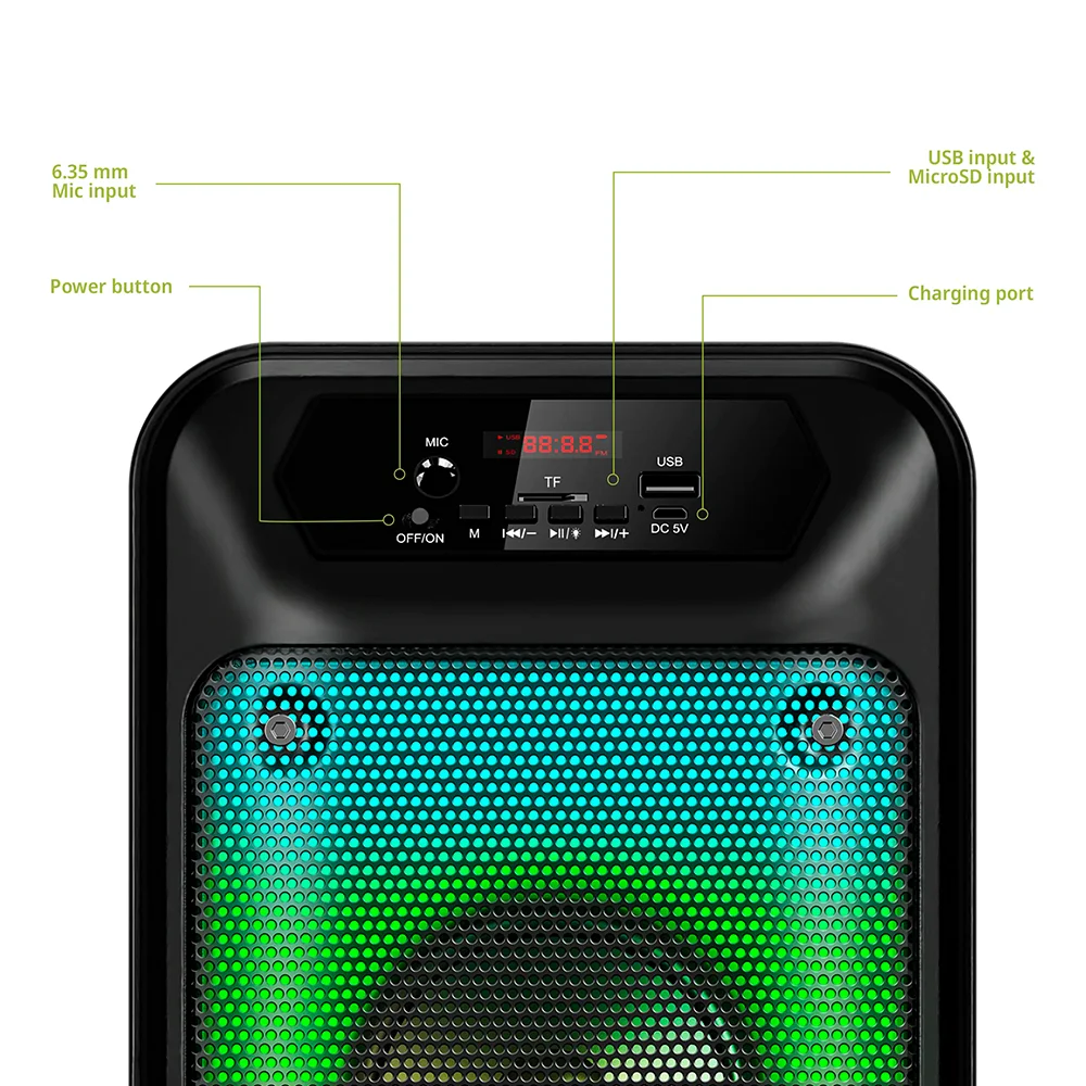 Torre de Sonido Bluetooth Eversound Dynamic EV5004 4": RGB
