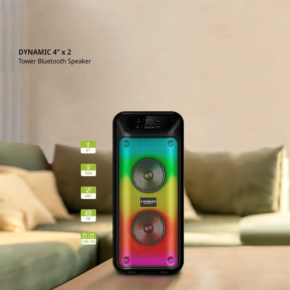 Torre de Sonido Bluetooth Eversound Dynamic EV5004 4": RGB