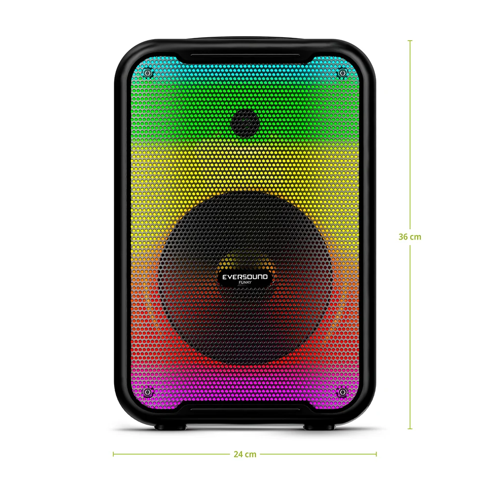 Parlante Portátil Bluetooth Eversound Funky EV3003 8": LED
