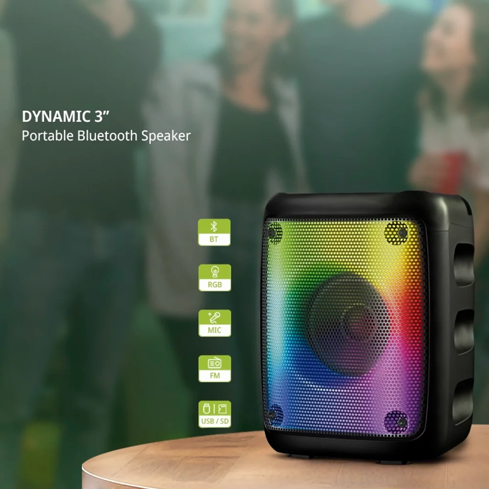Parlante Portátil Bluetooth Eversound Dynamic 3 EV5003: RGB