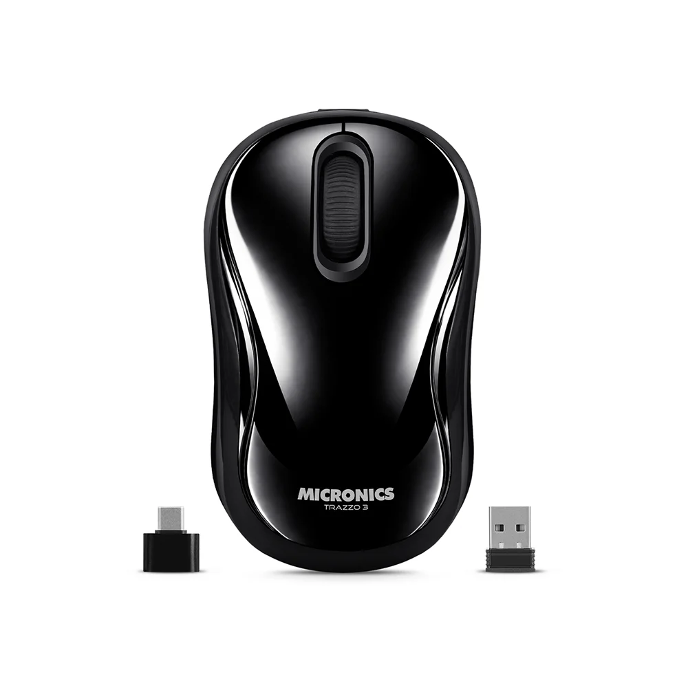 Mouse Inalámbrico Bluetooth Micronics Trazzo3 M700 Negro: Recargable USB-C