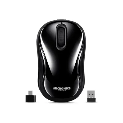 Mouse Inalámbrico Bluetooth Micronics Trazzo3 M700 Negro: Recargable USB-C