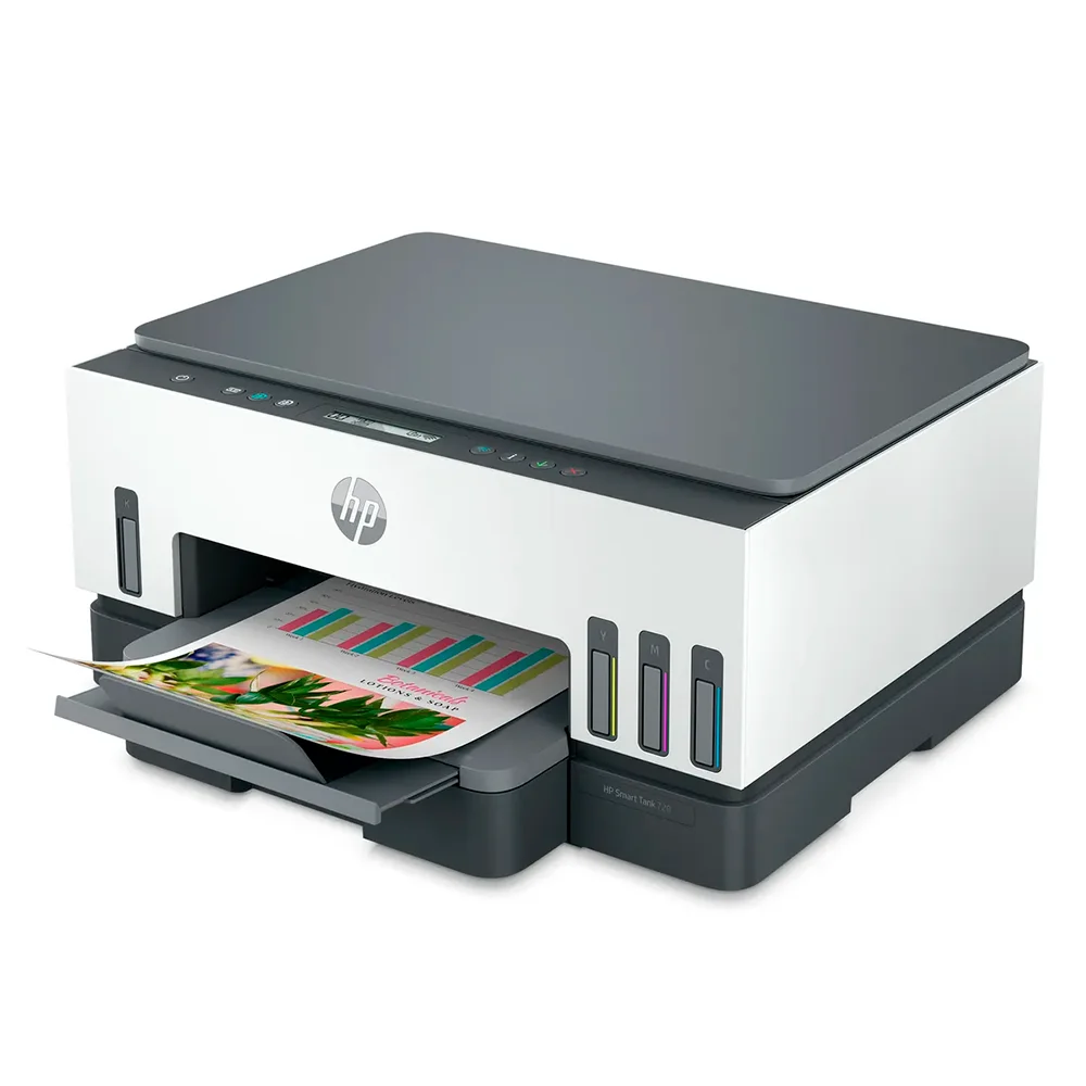 Impresora Multifuncional HP Smart Tank 720 (6UU46A) | Tinta Continua Color A4 | 15 ppm | Dúplex automático | Wi-Fi, Bluetooth, USB