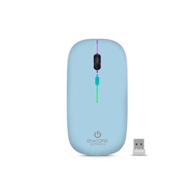 Mouse Inalámbrico Recargable Enkore Nitrox 3 Cyan ENK M205-3B con Conexión Bluetooth/Inalámbrico