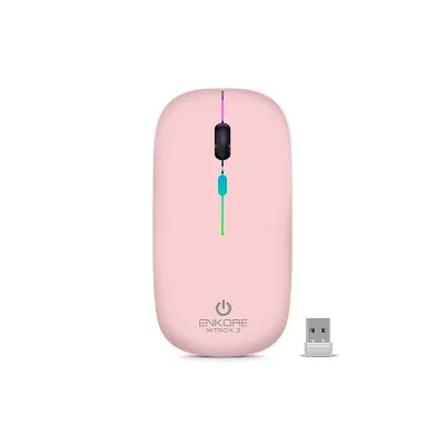 Mouse Inalámbrico Recargable Enkore Nitrox 3 ENK M205-3P con Conexión Bluetooth/Inalámbrico Color Rosado