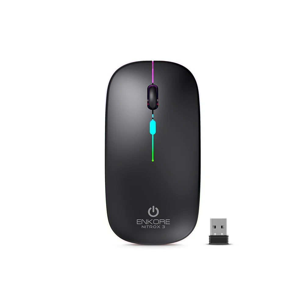 Mouse Inalámbrico Recargable Enkore Nitrox 3 ENK M205-3K con Conexión Bluetooth/Inalámbrico Color Negro