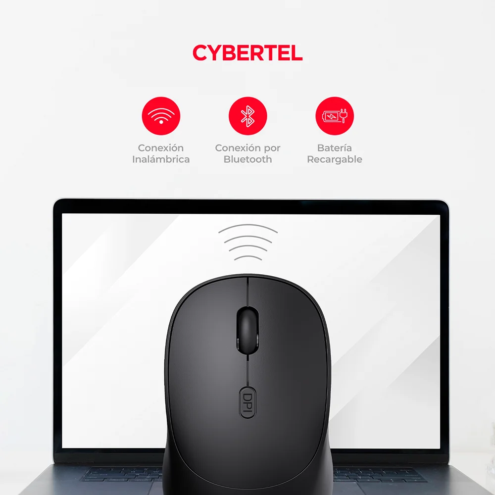 Mouse Inalámbrico Bluetooth Cybertel Beatnik M704 Negro: Recargable