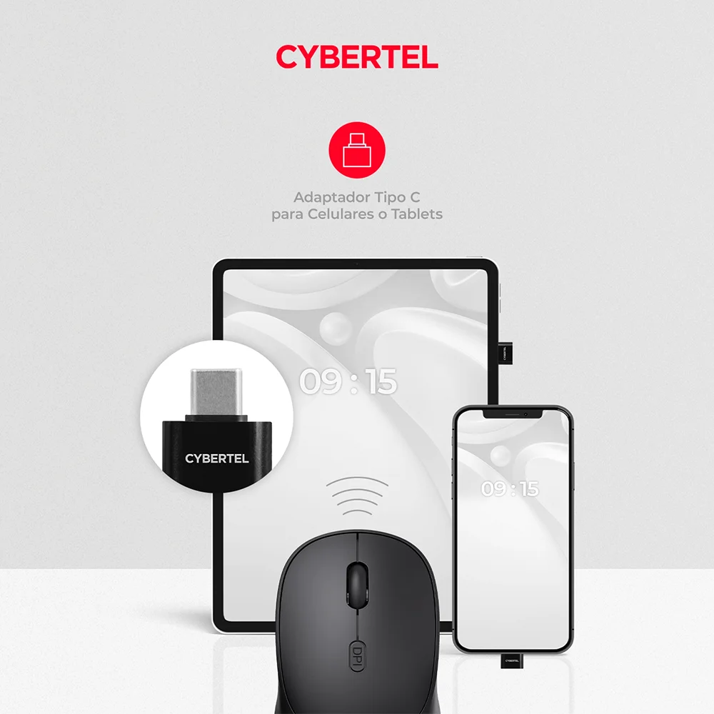 Mouse Inalámbrico Bluetooth Cybertel Beatnik M704 Negro: Recargable