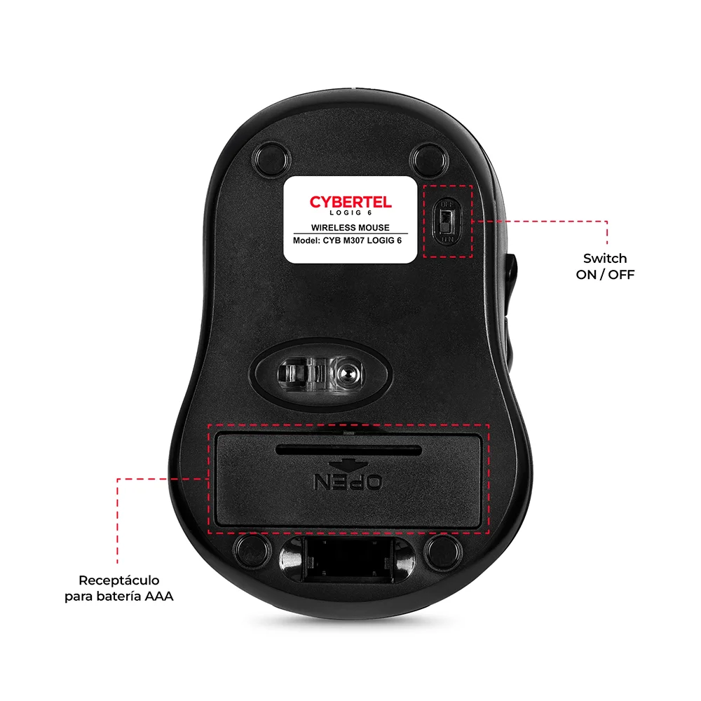 Mouse Inalámbrico Cybertel Logig M307 Negro