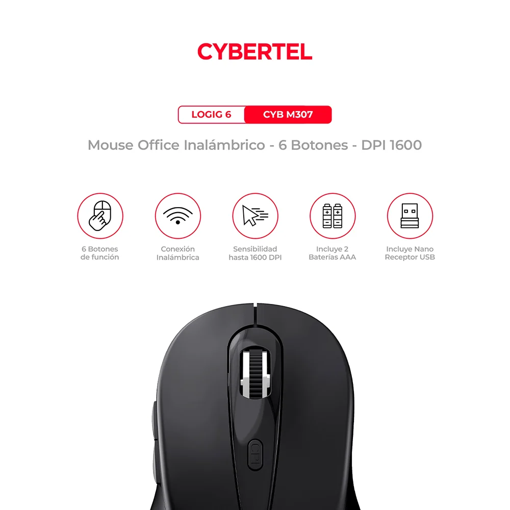 Mouse Inalámbrico Cybertel Logig M307 Negro