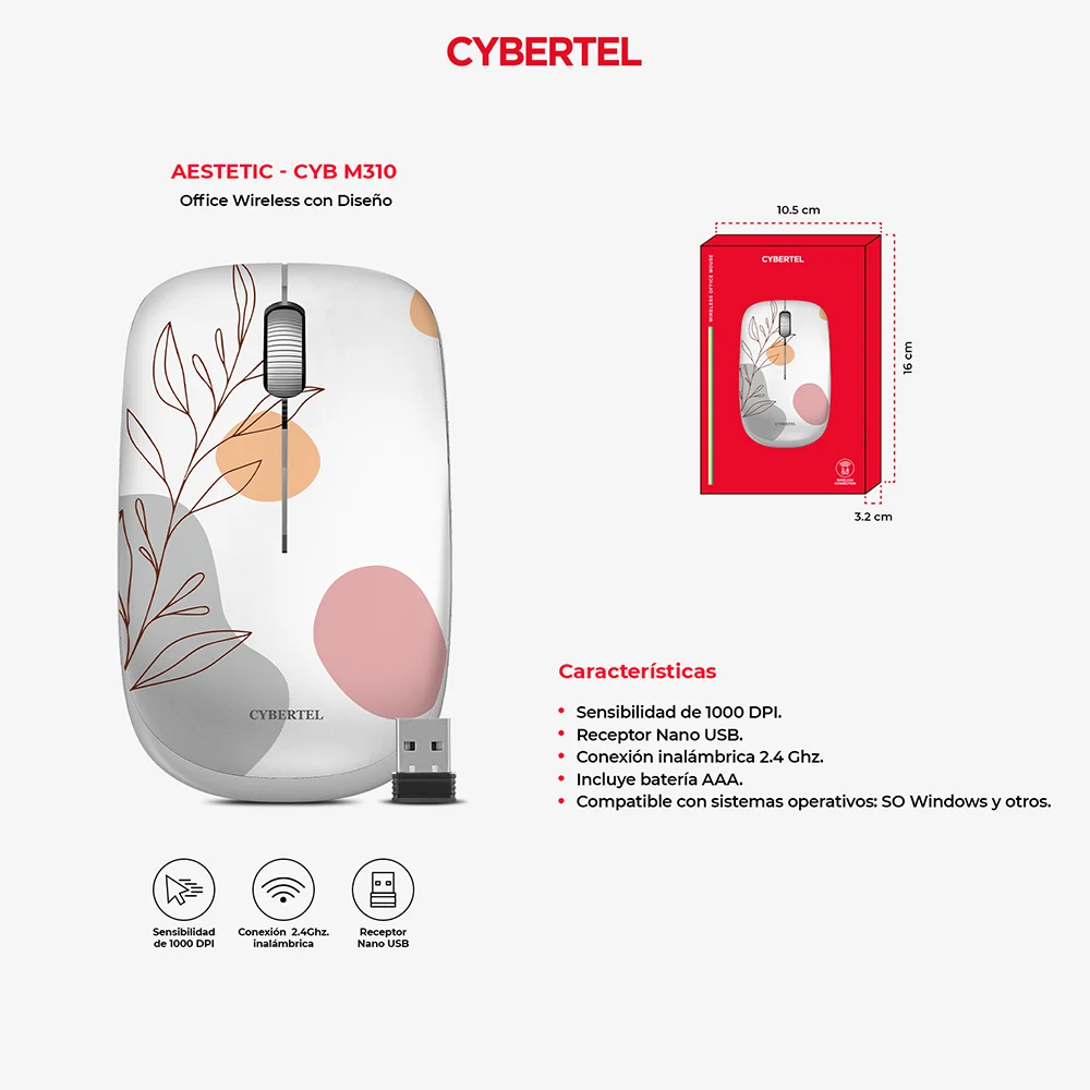 Mouse Inalámbrico Cybertel Aestetic M310