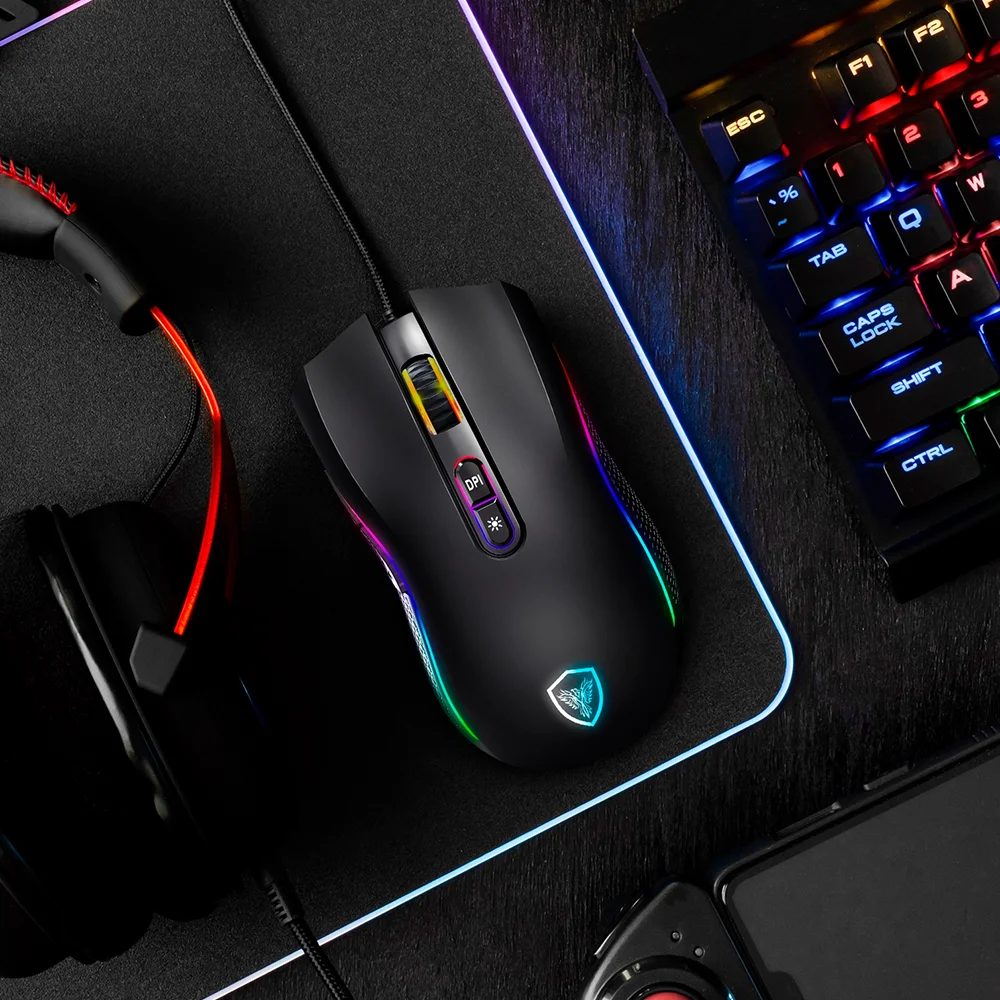 Mouse Gamer Micronics Kripton USB RGB 12800 7B MIC GM800 (USB)