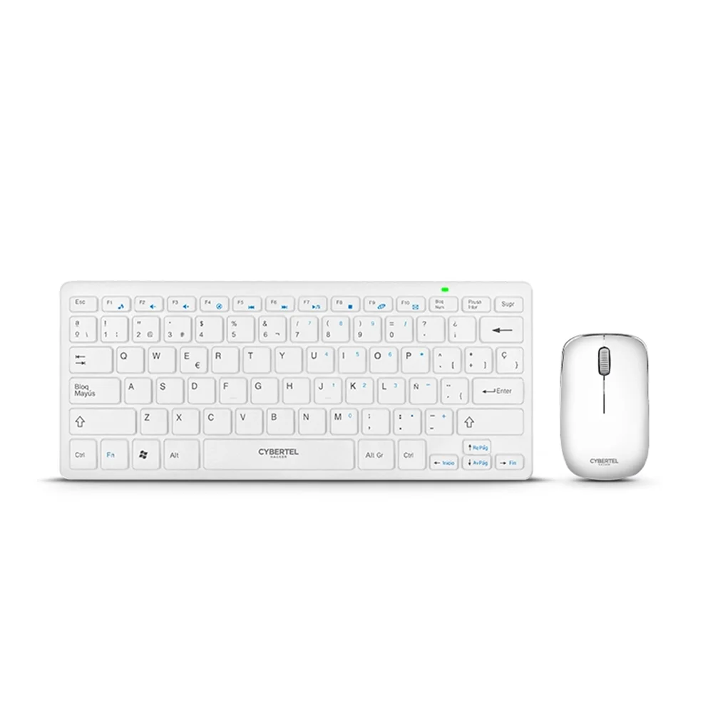 Kit Teclado y Mouse Inalámbrico Cybertel Hacker WT803W Blanco