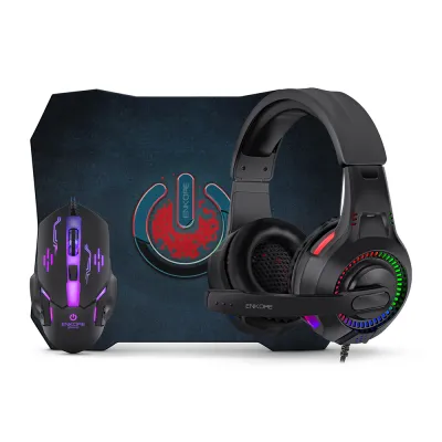 Kit Gamer Enkore Bravio ENT G1000NB (Audífonos + Mouse + Pad Mouse)