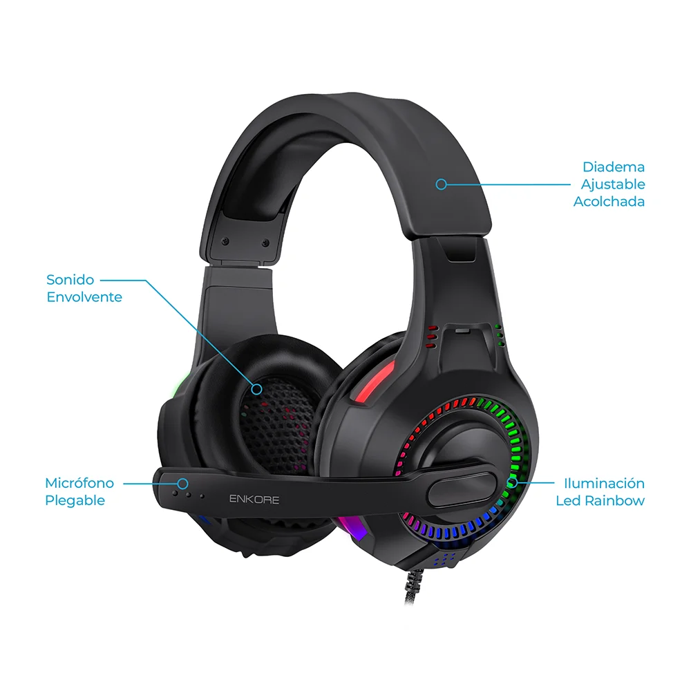 Kit Gamer Enkore Bravio ENT G1000NB (Audífonos + Mouse + Pad Mouse)