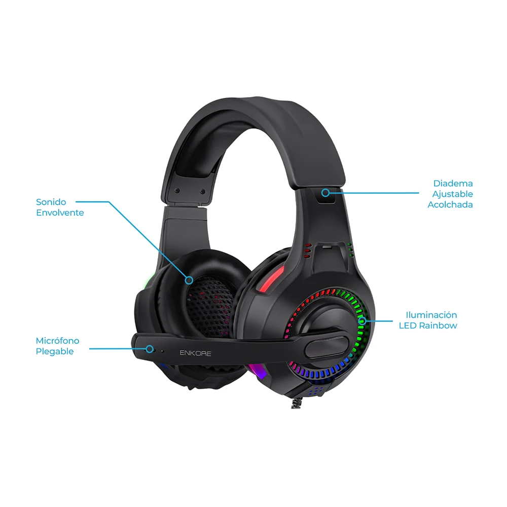 Kit Gamer Enkore Bravio5 ENT G1000-5 (Teclado + Mouse + Audífonos + Parlante + Pad Mouse)