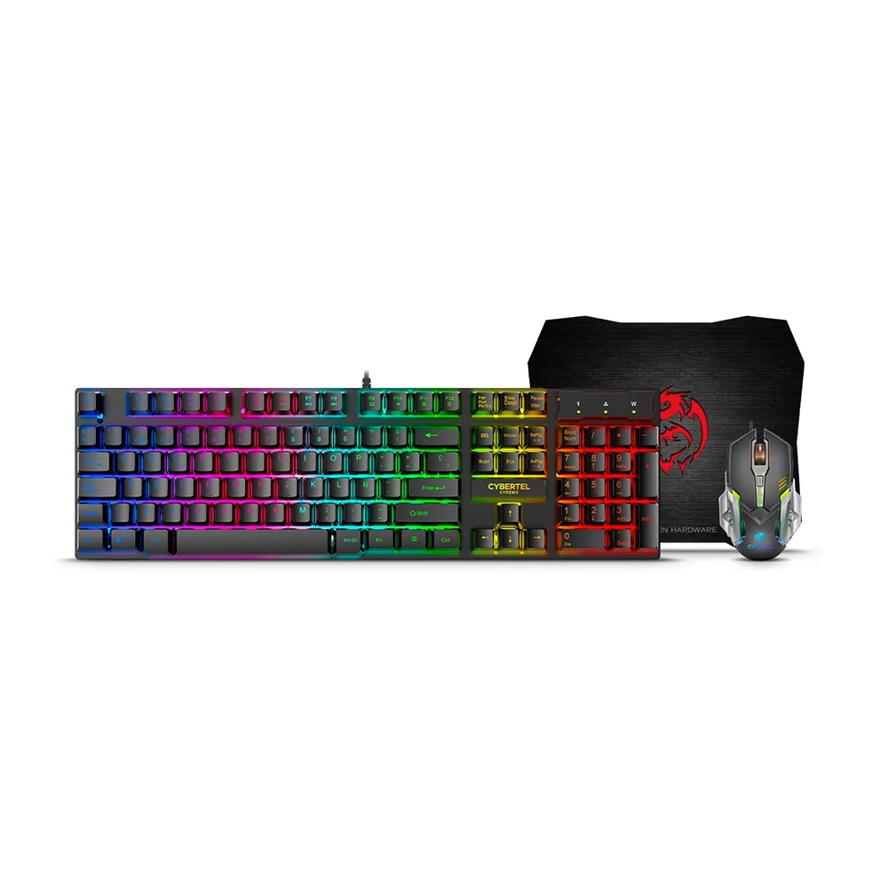 Kit Gamer Cybertel Xtreme GT1800: Teclado, Mouse LED y Pad