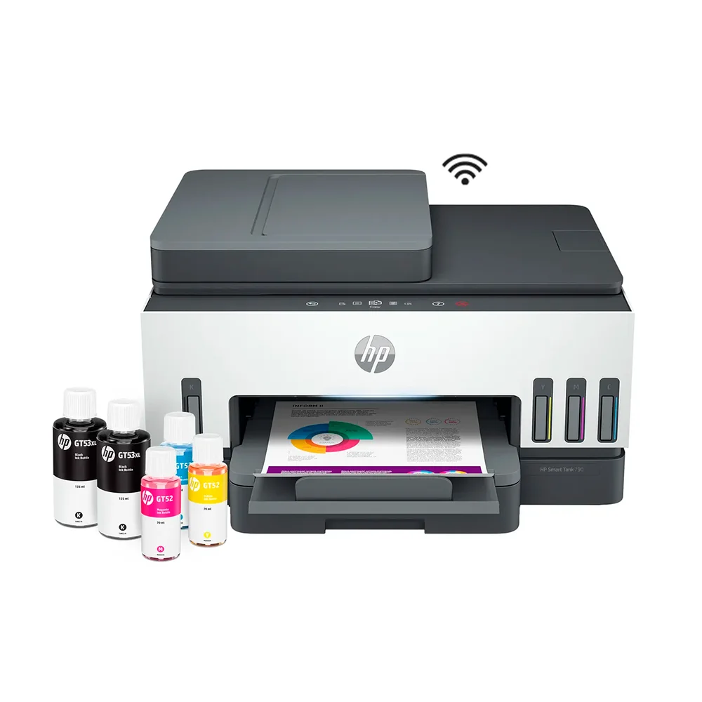 Impresora Multifuncional HP Smart Tank 790 (4WF66A) | Tinta Continua Color A4 | 15 ppm | Dúplex automático | Wi-Fi, Ethernet, USB, Fax
