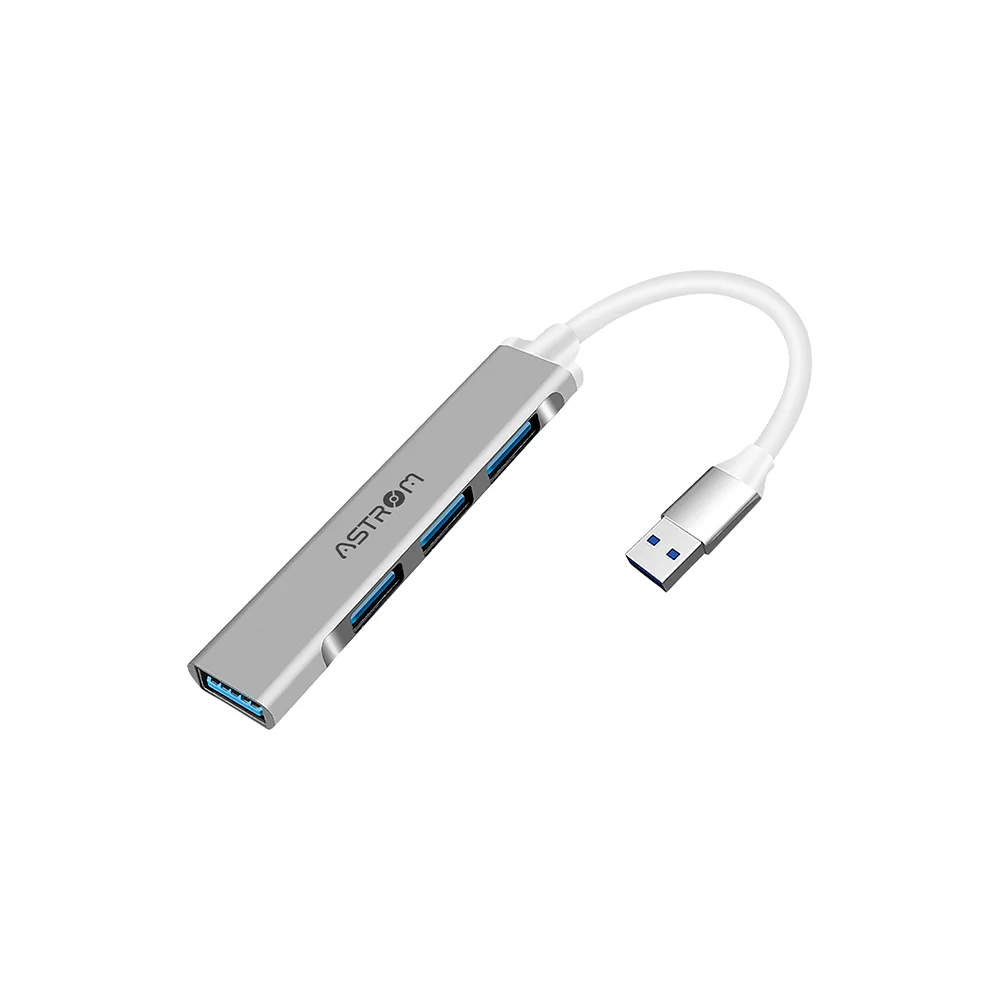 Hub USB Multi-puerto Astrom AST H2331 - 4 en 1 Aluminio 1 Port 3.0 3 Ports 2.0