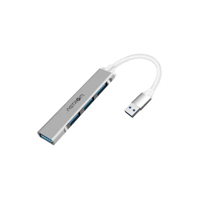 Hub USB Multi-puerto Astrom AST H2331 - 4 en 1 Aluminio 1 Port 3.0 3 Ports 2.0
