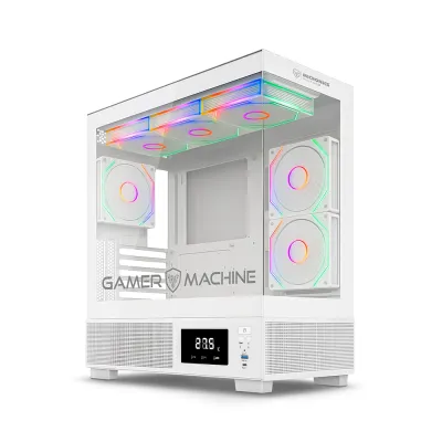 Gabinete Gamer Micronics Vulkano MIC FC1001W - White 6Fan ARGB Display Iluminación LED