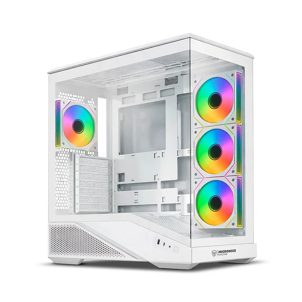 Gabinete Gamer Micronics Racing MIC FC1007W - White 4Fan ARGB Iluminación LED