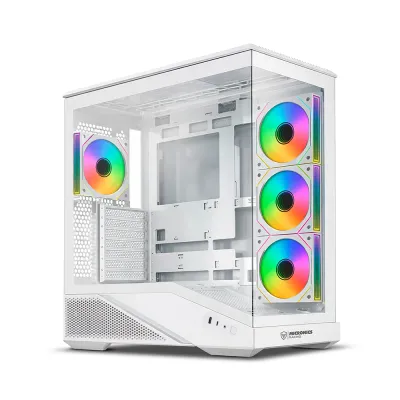 Gabinete Gamer Micronics Racing MIC FC1007W - White 4Fan ARGB Iluminación LED