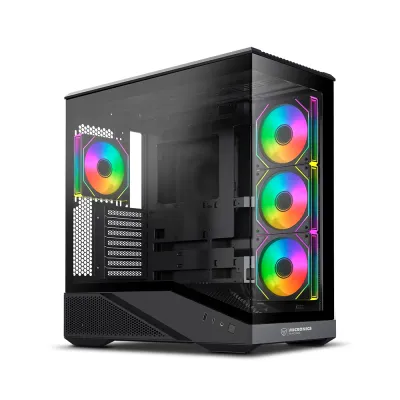 Gabinete Gamer Micronics Racing MIC FC1007B - Black 4Fan ARGB Iluminación LED
