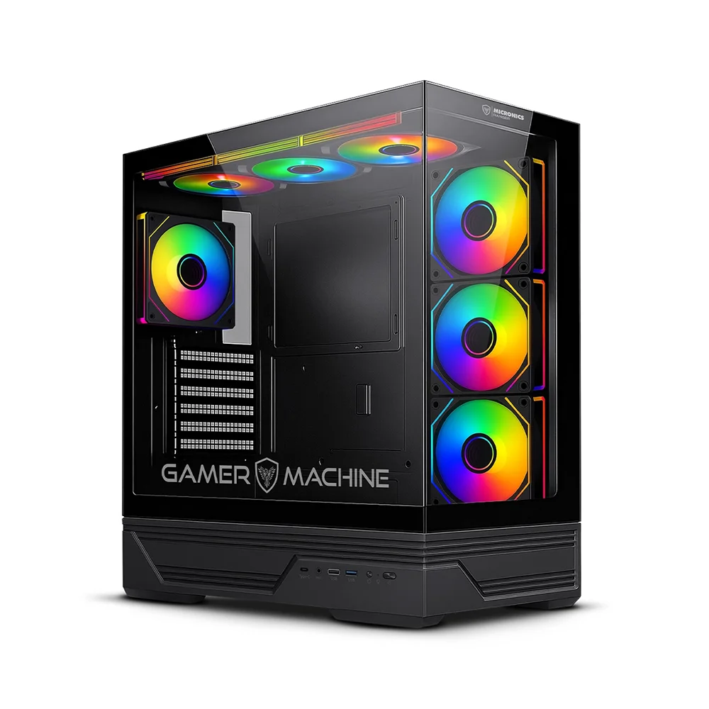 Gabinete Gamer Micronics Ranger MIC FC1008 - Black 7Fan ARGB Double Halo Iluminación LED