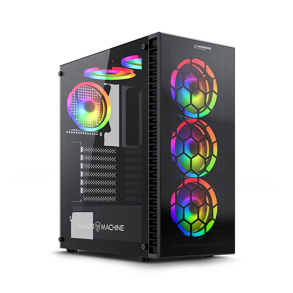 Gabinete Gamer Micronics Titanium Fuente MIC GC703 - 500W 80 Plus 6 Fans ARGB