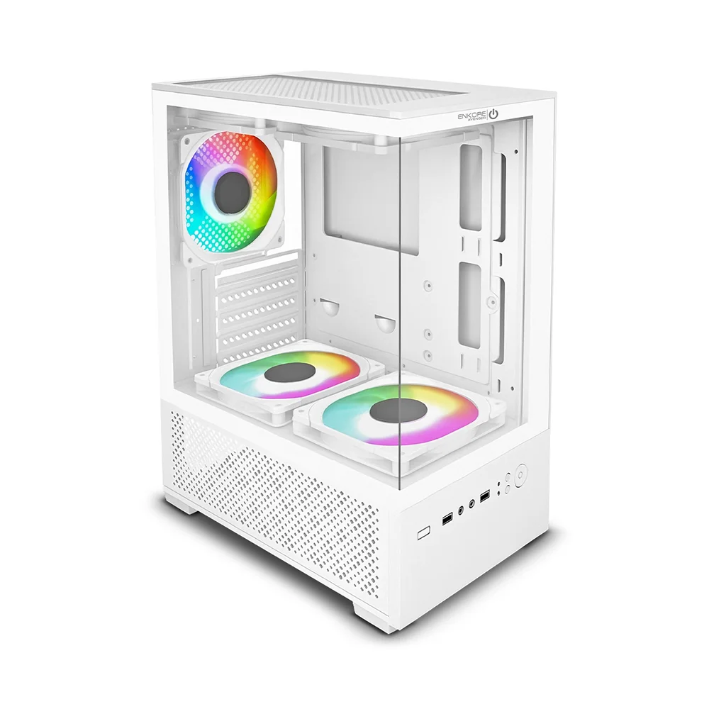 Case Gamer Enkore Avenger ENK C3006W con 5 Ventiladores ARGB Color Blanco