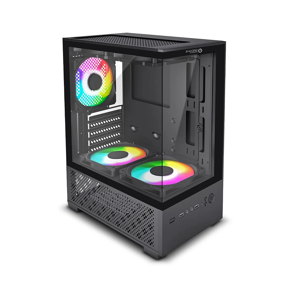 Case Gamer Enkore Avenger ENK C3006 con 5 Ventiladores ARGB Color Negro
