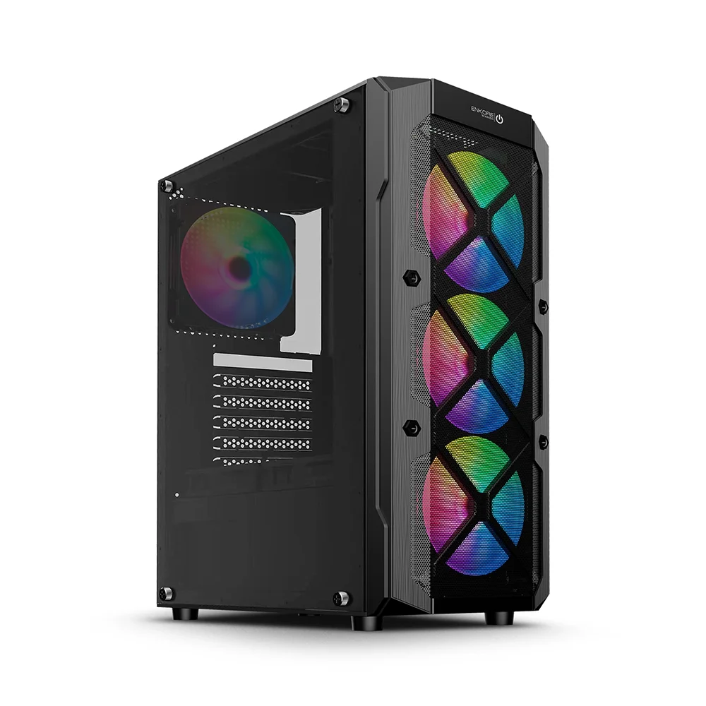 Case Gamer Enkore Winner ENK 5002 RGB con 4 Ventiladores ARGB Color Negro