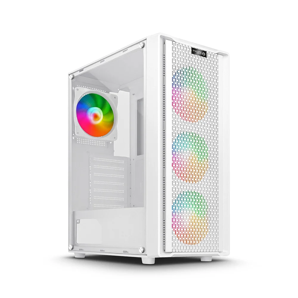 Case Gamer Enkore Vibrant ENK 5005W con 4 Ventiladores ARGB Color Blanco