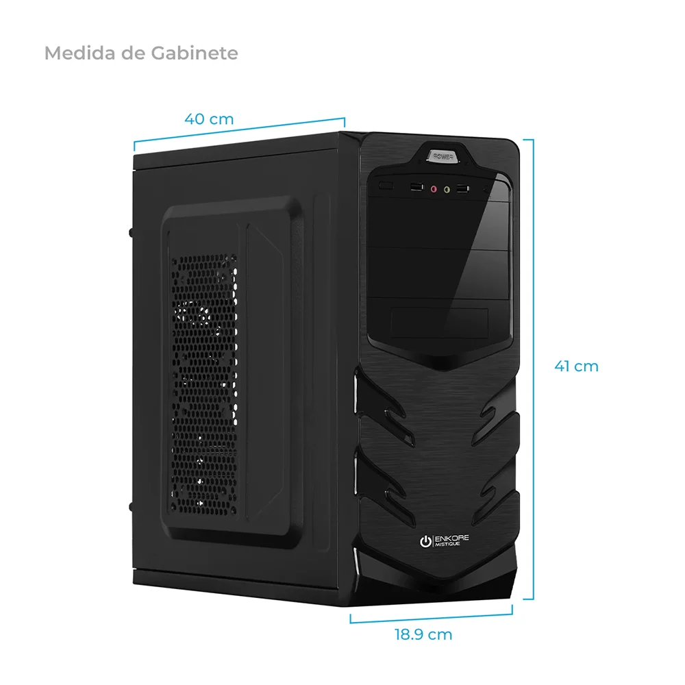 Case Gamer Enkore Mistique HD Audio ENK C2001 con Fuente de Poder 230W Color Negro